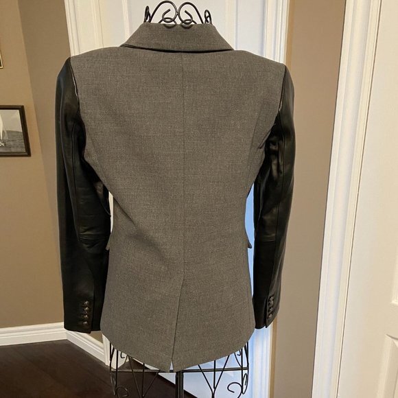 Generation Love Enzo Blazer with Leather Arms and Grey Wool Body. Sz XS EUC - Picture 2 of 16
